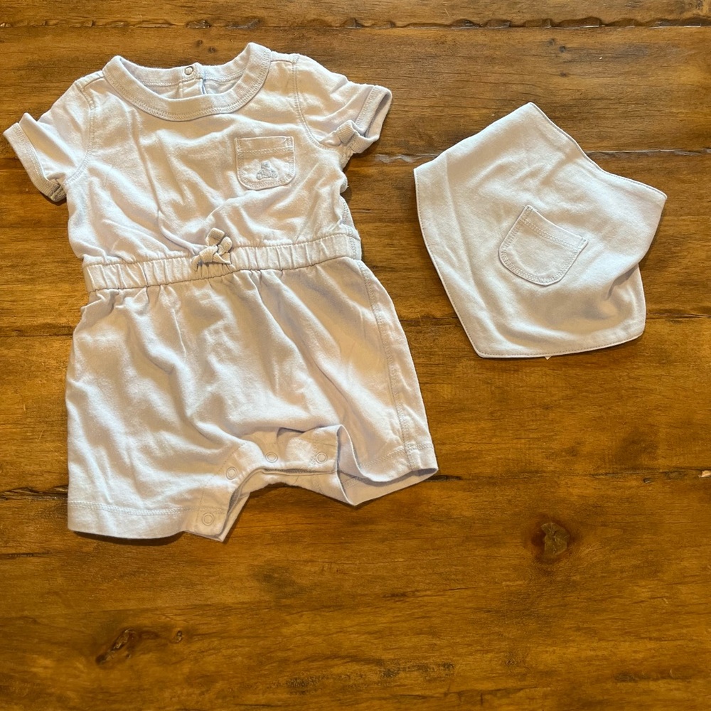 GAP First Favorites Blue shortall outfit 0-3m